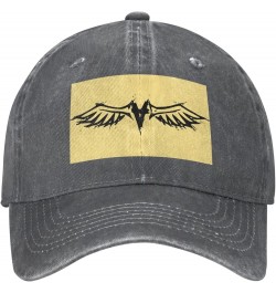 Gothic Angel Graffiti Pattern Baseball Cap - Adjustable Washed Cotton Vintage Outdoor Sports Hat for Men Women Dark Gray $9.9...