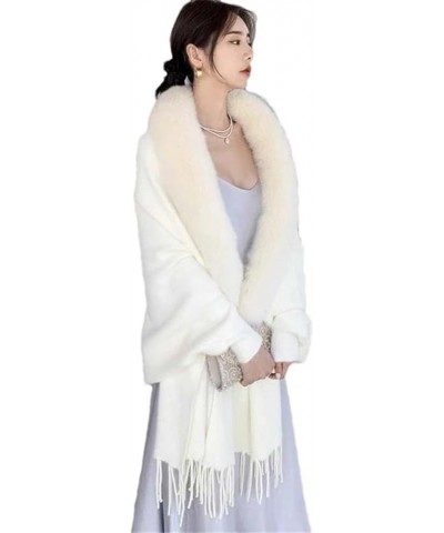 Autumn Winter Women Party Dress Shawl Cloak Cardigan White $26.57 Scarves