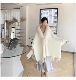 Autumn Winter Women Party Dress Shawl Cloak Cardigan White $26.57 Scarves