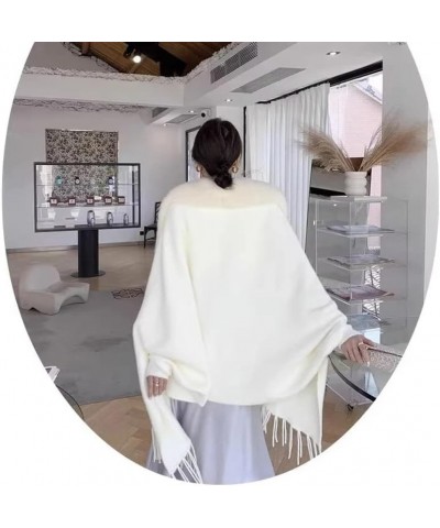 Autumn Winter Women Party Dress Shawl Cloak Cardigan White $26.57 Scarves