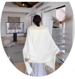 Autumn Winter Women Party Dress Shawl Cloak Cardigan White $26.57 Scarves