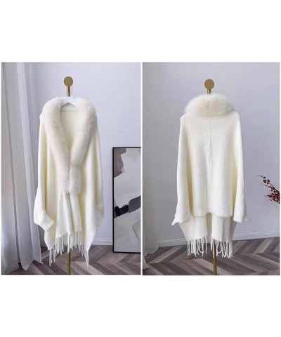 Autumn Winter Women Party Dress Shawl Cloak Cardigan White $26.57 Scarves