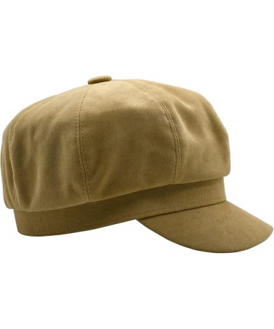 Womens Newsboy Cap French Fashion Hats Summer Cabbie Baker Boy Hat for Fall Beret Cap T3-smile-khaki $11.50 Newsboy Caps