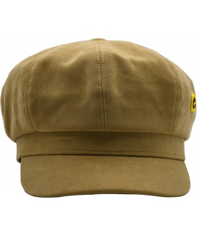 Womens Newsboy Cap French Fashion Hats Summer Cabbie Baker Boy Hat for Fall Beret Cap T3-smile-khaki $11.50 Newsboy Caps