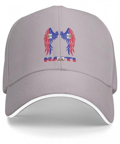 Wings Haiti Flag Baseball Cap Dad Truck Flat Bill Snapback Brim Hat Gray $11.96 Baseball Caps