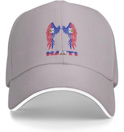 Wings Haiti Flag Baseball Cap Dad Truck Flat Bill Snapback Brim Hat Gray $11.96 Baseball Caps