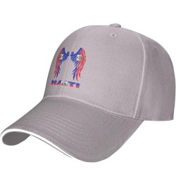 Wings Haiti Flag Baseball Cap Dad Truck Flat Bill Snapback Brim Hat Gray $11.96 Baseball Caps