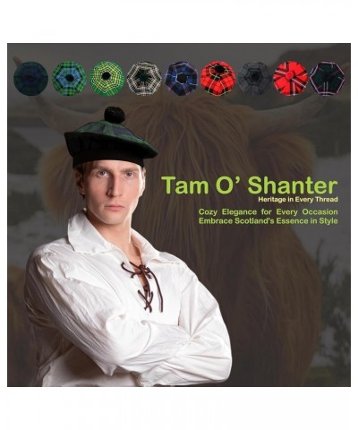 Scottish Tam Hat - Traditional Tam O Shanter Hat Men Caps with Pompom - Classic Scottish Caps for Men Royal Stewart $11.69 Sk...