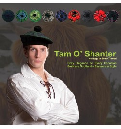 Scottish Tam Hat - Traditional Tam O Shanter Hat Men Caps with Pompom - Classic Scottish Caps for Men Royal Stewart $11.69 Sk...