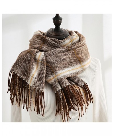 Women's Fashion Long Shawl Big Grid Winter Warm Lattice Large Scarf Elegant Shawl Neck Shawl Muffler Coffee $9.23 Scarves