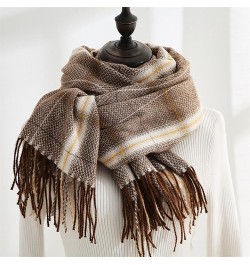 Women's Fashion Long Shawl Big Grid Winter Warm Lattice Large Scarf Elegant Shawl Neck Shawl Muffler Coffee $9.23 Scarves