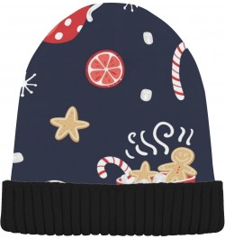 Christmas Gingerbread Cup Candy Beanie Hat Men Slouchy Skull Cap Warm Knit Women Winter Cuffed Plain Hat Multicolor $10.89 Sk...