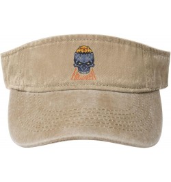 Halloween Pumpkin Skull Sun Visor Hats for Women Men Sun Hat Cotton Golf Hat Vintage Baseball Cap Natural $12.81 Visors