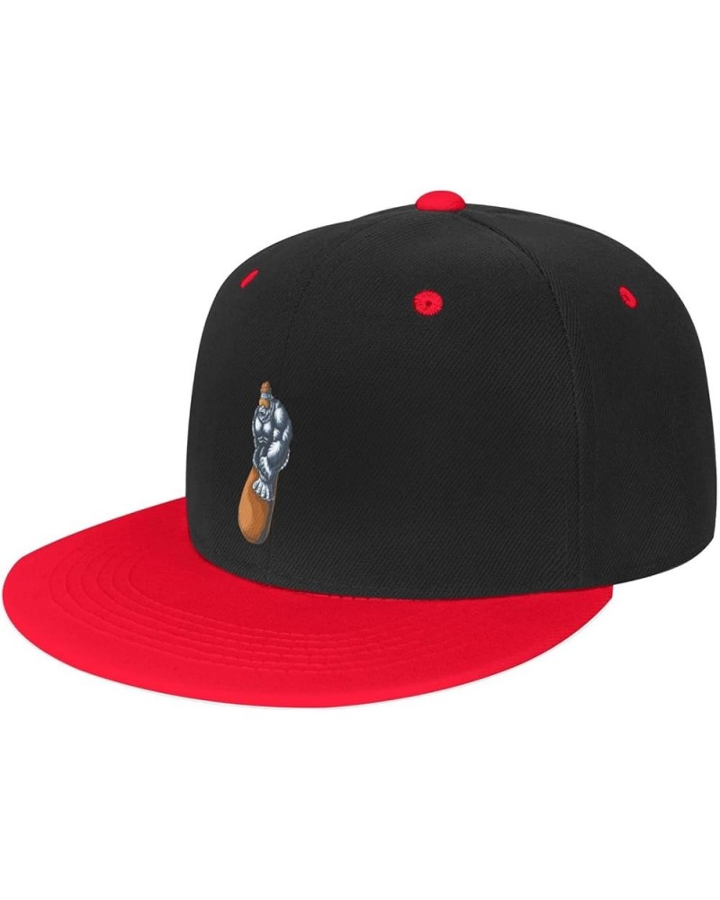 Cute Monkeys Baseball Cap for Men Women Snapback Hat Adjustable Flat Bill Hats Red $9.89 Baseball Caps