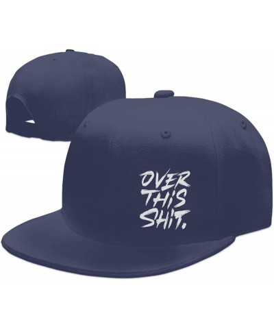 Over This Shit Hat Flat Bill Baseball Cap Hip Hop Style Flat Visor Hats Adjustable Outdoor Black Cap Unisex Navy Blue $11.13 ...