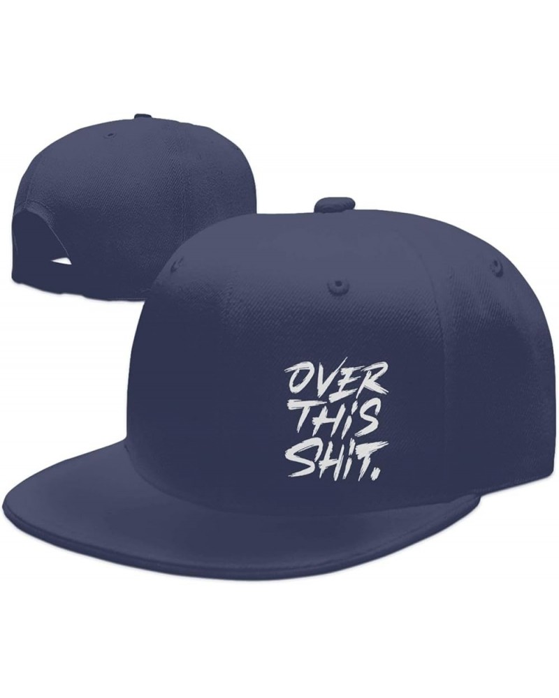 Over This Shit Hat Flat Bill Baseball Cap Hip Hop Style Flat Visor Hats Adjustable Outdoor Black Cap Unisex Navy Blue $11.13 ...