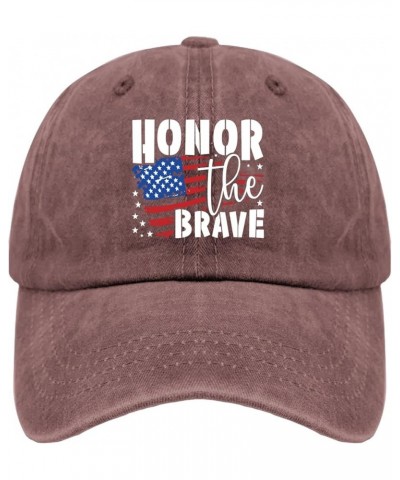 Honor The Brave Caps Hats for Men Fashion Pigment Black Womens Trucker Hat Gifts for Men Workout Hat Wine Red $10.38 Sun Hats