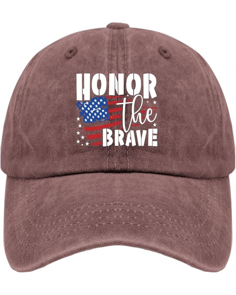 Honor The Brave Caps Hats for Men Fashion Pigment Black Womens Trucker Hat Gifts for Men Workout Hat Wine Red $10.38 Sun Hats