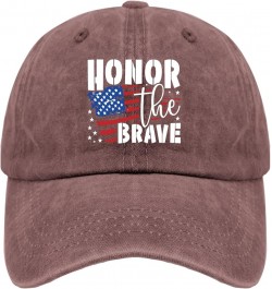 Honor The Brave Caps Hats for Men Fashion Pigment Black Womens Trucker Hat Gifts for Men Workout Hat Wine Red $10.38 Sun Hats