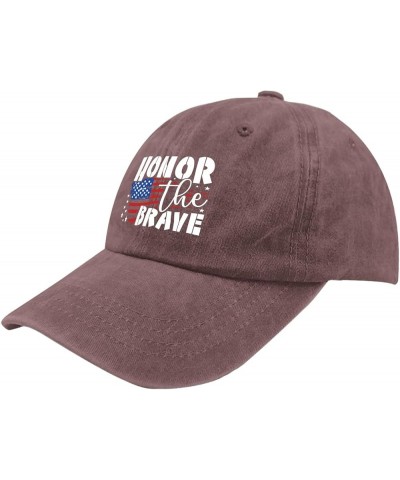 Honor The Brave Caps Hats for Men Fashion Pigment Black Womens Trucker Hat Gifts for Men Workout Hat Wine Red $10.38 Sun Hats