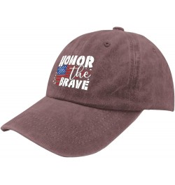 Honor The Brave Caps Hats for Men Fashion Pigment Black Womens Trucker Hat Gifts for Men Workout Hat Wine Red $10.38 Sun Hats