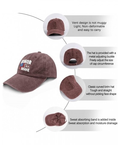 Honor The Brave Caps Hats for Men Fashion Pigment Black Womens Trucker Hat Gifts for Men Workout Hat Wine Red $10.38 Sun Hats