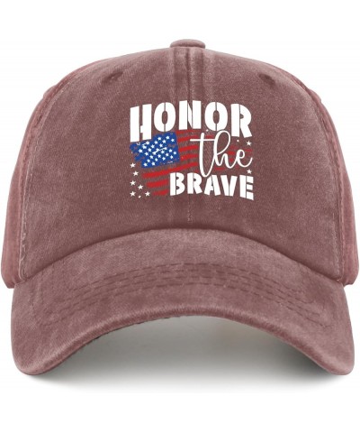 Honor The Brave Caps Hats for Men Fashion Pigment Black Womens Trucker Hat Gifts for Men Workout Hat Wine Red $10.38 Sun Hats