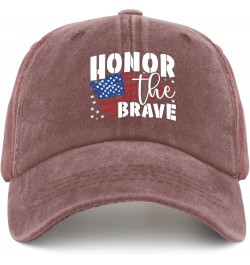 Honor The Brave Caps Hats for Men Fashion Pigment Black Womens Trucker Hat Gifts for Men Workout Hat Wine Red $10.38 Sun Hats