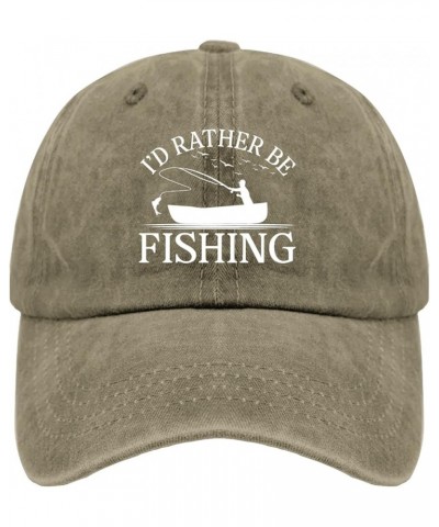 I'd Rather Be Fishing Baseball Cap Womans Hat Cyan Blue Black Bucket Hat Gifts for Daughter Baseball Hats Pigment Khaki $9.45...