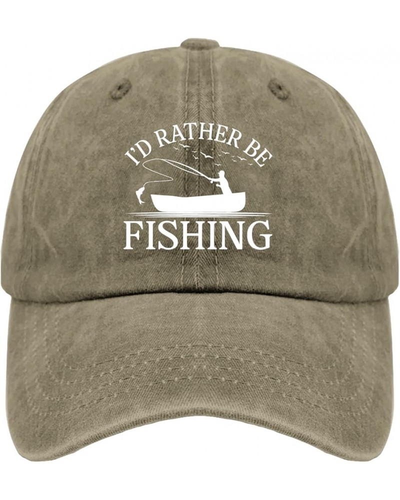 I'd Rather Be Fishing Baseball Cap Womans Hat Cyan Blue Black Bucket Hat Gifts for Daughter Baseball Hats Pigment Khaki $9.45...