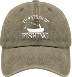 I'd Rather Be Fishing Baseball Cap Womans Hat Cyan Blue Black Bucket Hat Gifts for Daughter Baseball Hats Pigment Khaki $9.45...