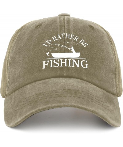 I'd Rather Be Fishing Baseball Cap Womans Hat Cyan Blue Black Bucket Hat Gifts for Daughter Baseball Hats Pigment Khaki $9.45...