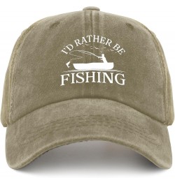 I'd Rather Be Fishing Baseball Cap Womans Hat Cyan Blue Black Bucket Hat Gifts for Daughter Baseball Hats Pigment Khaki $9.45...