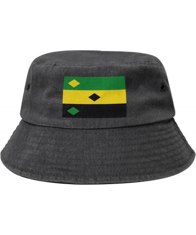 Heerjansdam vlag Denim Bucket Hat Adult Unisex Fishing Sun Hat Black Black $11.42 Bucket Hats