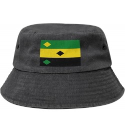 Heerjansdam vlag Denim Bucket Hat Adult Unisex Fishing Sun Hat Black Black $11.42 Bucket Hats