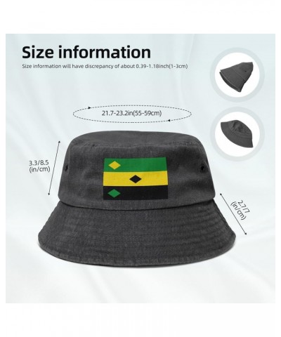 Heerjansdam vlag Denim Bucket Hat Adult Unisex Fishing Sun Hat Black Black $11.42 Bucket Hats