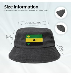 Heerjansdam vlag Denim Bucket Hat Adult Unisex Fishing Sun Hat Black Black $11.42 Bucket Hats