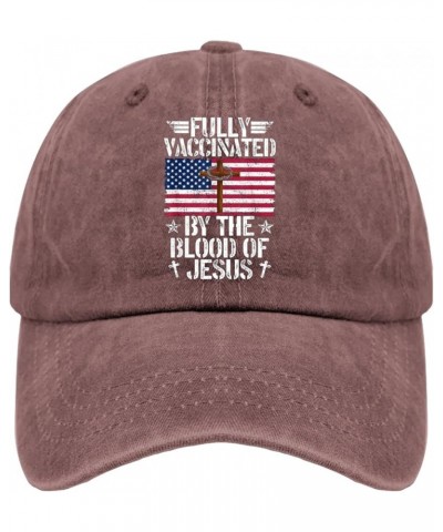 Fully Vaccinated by The Blood of Jesus Christ Hats Jesus Hat for Womens Mens Pigment Black Funny Hats Wine Red $13.79 Sun Hats