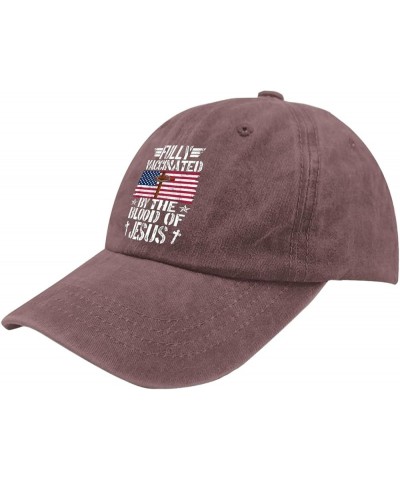 Fully Vaccinated by The Blood of Jesus Christ Hats Jesus Hat for Womens Mens Pigment Black Funny Hats Wine Red $13.79 Sun Hats