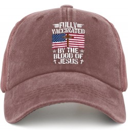 Fully Vaccinated by The Blood of Jesus Christ Hats Jesus Hat for Womens Mens Pigment Black Funny Hats Wine Red $13.79 Sun Hats