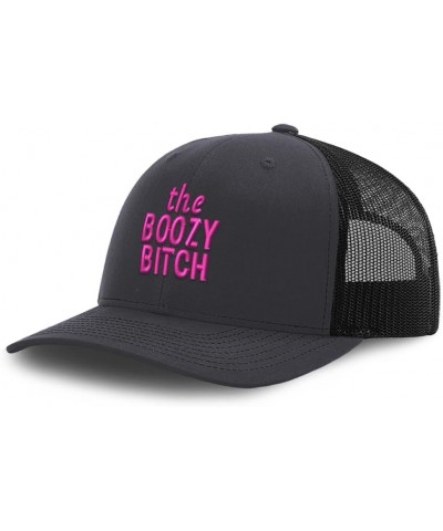 Trucker Baseball Cap The Boozy Bitch Cotton Dad Hats for Men & Women Dark Grey Black $16.23 Baseball Caps