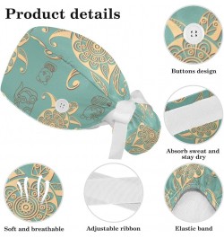 Scrub Hat Sea Turtle Print Pattern Adjustable Working Cap with Button Bow Hair Scrunchies for Women Color 8 $11.39 Skullies &...