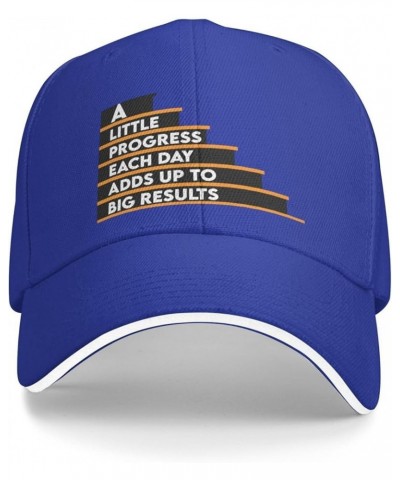 A Little Progress Each Day Adds Up to Big Results Baseball Cap Sandwich Brim Hats for Men Women Adjustable Caps Blue $13.31 B...