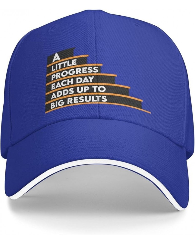 A Little Progress Each Day Adds Up to Big Results Baseball Cap Sandwich Brim Hats for Men Women Adjustable Caps Blue $13.31 B...