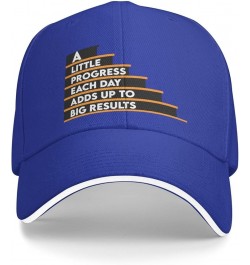 A Little Progress Each Day Adds Up to Big Results Baseball Cap Sandwich Brim Hats for Men Women Adjustable Caps Blue $13.31 B...