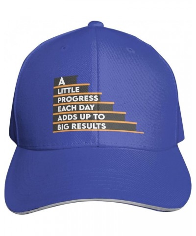 A Little Progress Each Day Adds Up to Big Results Baseball Cap Sandwich Brim Hats for Men Women Adjustable Caps Blue $13.31 B...