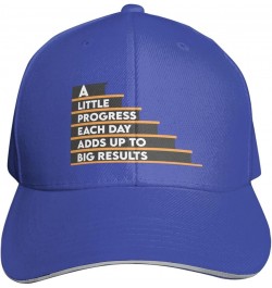 A Little Progress Each Day Adds Up to Big Results Baseball Cap Sandwich Brim Hats for Men Women Adjustable Caps Blue $13.31 B...