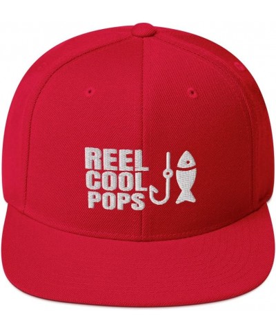 Reel Cool Pops Fishing Fisherman Fish Flatbrim Flat Brim Snapback Hat Cap Red $20.56 Baseball Caps