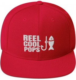 Reel Cool Pops Fishing Fisherman Fish Flatbrim Flat Brim Snapback Hat Cap Red $20.56 Baseball Caps