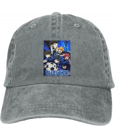 Blue Anime Lock Hat Cap Novelty Graphic Washed Vintage Denim Trucker Hat Men Women Cool Adjustable Casquette Black Gray $9.97...